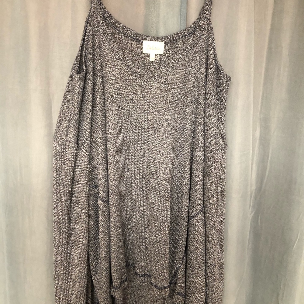 Anthropology Blue asymmetrical long sleeve top